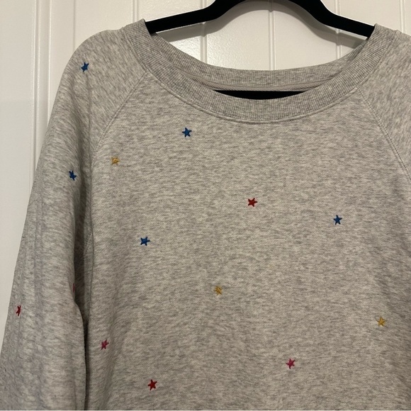 Grey oversized cozy women’s crew neck sweatshirt comfy relaxed tiny stars XL - Picture 2 of 8